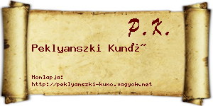Peklyanszki Kunó névjegykártya